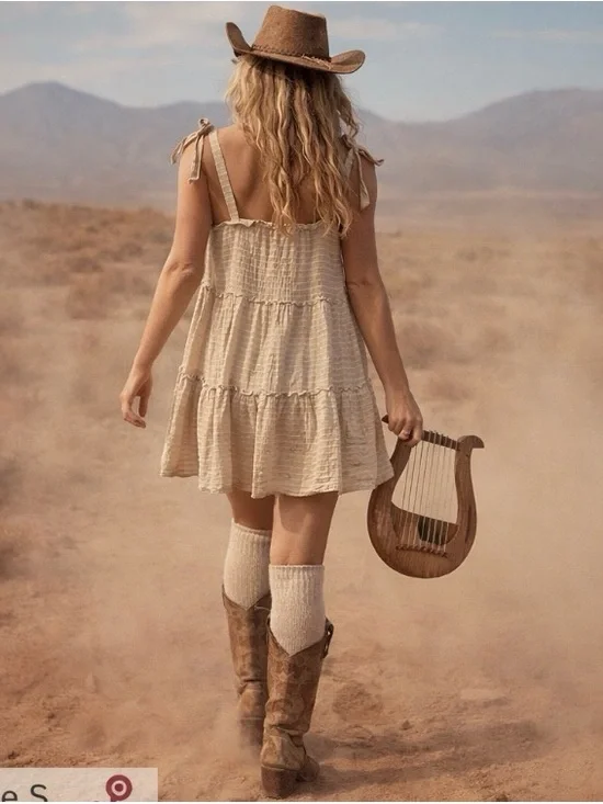 Altar’d State Sage Green Tiered Sundress Small | Boho Western Desert Dream - Picture 5 of 12